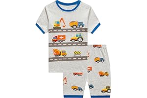 Akyzic Boys Pajamas 100% Cotton Planet Pjs Toddler 2 Piece Short Sleeve Sleepwear Summer Kids Clothes Set 3t-10t