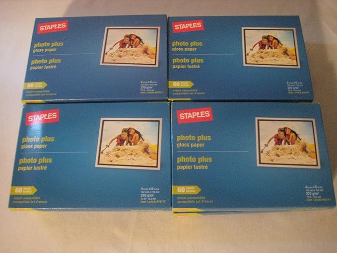 Staples Photo Paper Glossy, 4 x 6 Inches, 60 Sheets Pack (12 Pack