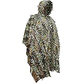 SCYLFEHDP Ghillie Suit, Gilly Suits for Men, Hunting Suit, 3D Leafy Camo, Hooded Cape, Camouflage, Bird Watching, Jungle Hunting, Halloween, Camping, Theme Decoration
