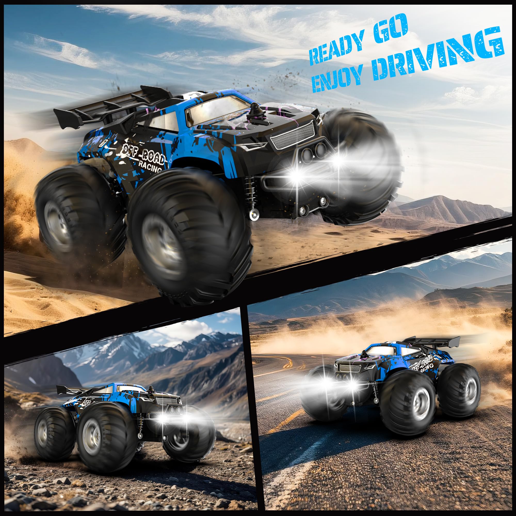 Remote Control Car, All-Terrain Remote Control Truck for Boys, Headlight, 1:20, 10KM/H, 2.4GHZ, Speed-Friendly, Sturdy, Rechargeable RC Cars for Boys 4-7 8-12 Christmas, Beginner, Kids 6-12+