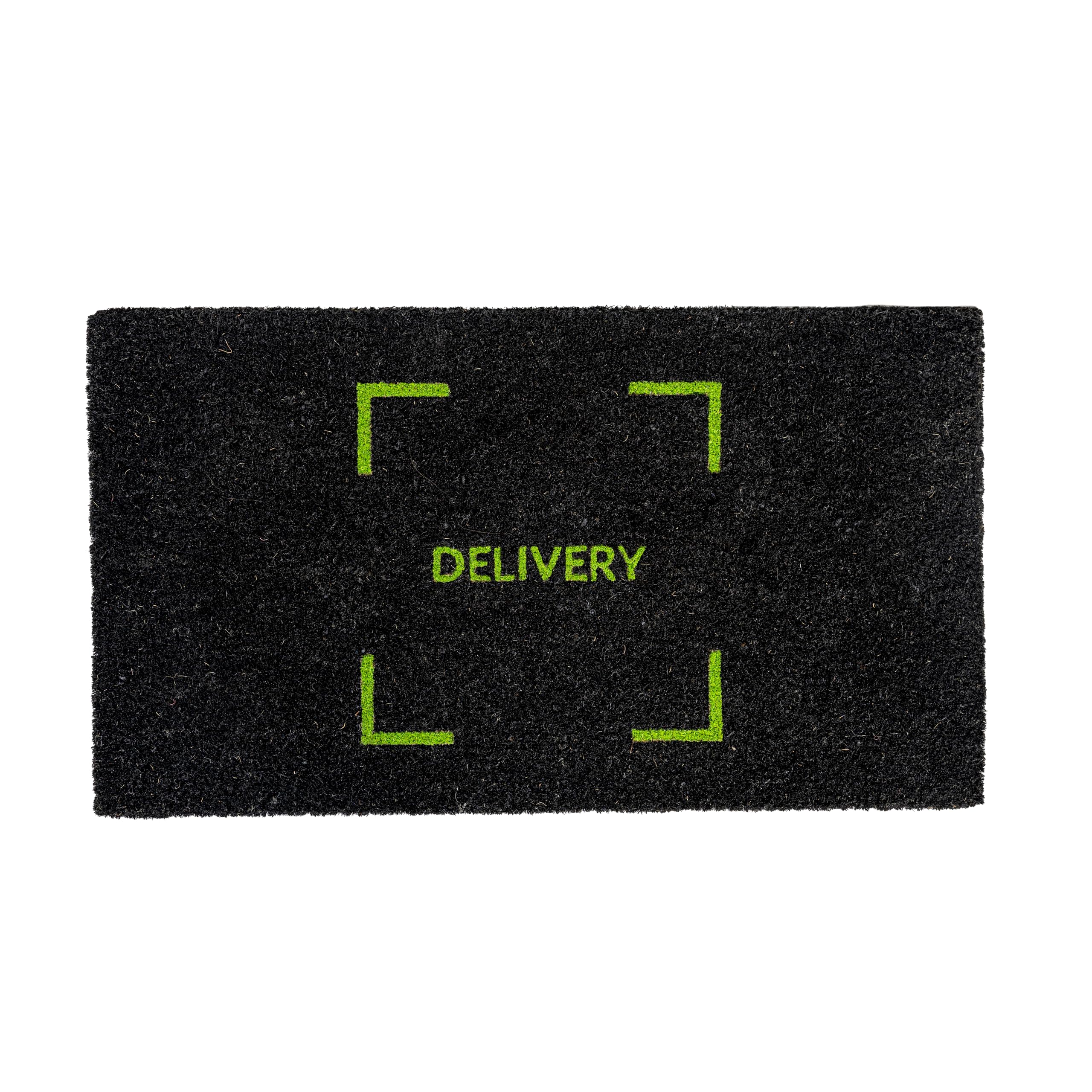 FISURA Original Delivery Coconut Doormat with PVC Backing Non Slip Backing Entrance Mat for Home Door Mat Black Green Hand Painted Dimensions: 70cm x 40cm