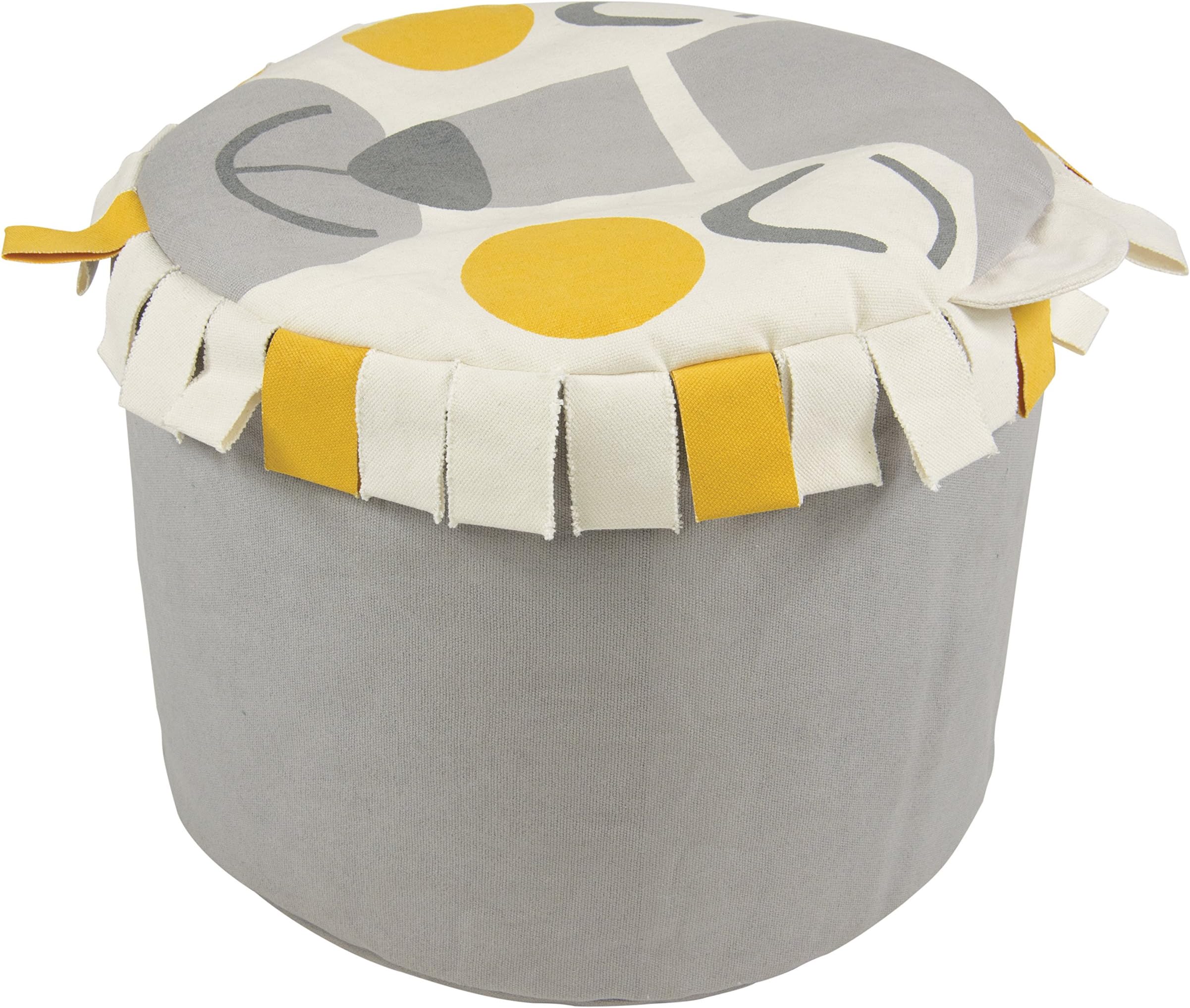 Nattiot for Child's Bedroom Pouffe 100% Polyester Mesh Trim Knitted Pouffe Round Diameter 40 cm Height 30 cm, – Light Brown and Beige Quality Comfortable Cute and Lovely