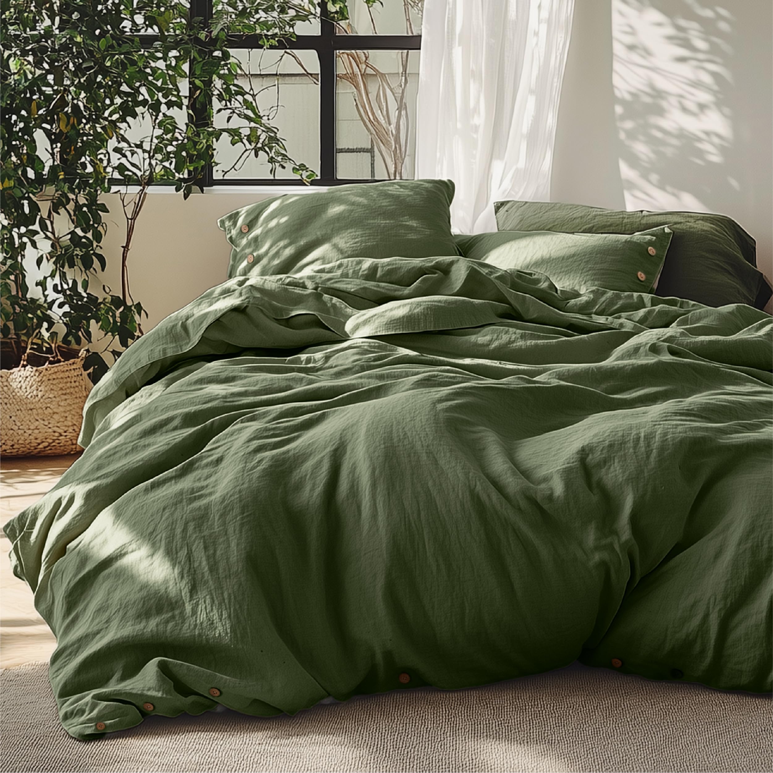 Photo 1 of Bedsure Linen Duvet Cover King - Linen Cotton Blend Bedding Set, Soft & Cozy