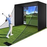 Sturdum Golf Simulator Enclosure Kit with HD Impact Screen and Steel Frame | Upgrade Light-Blocking Design, Side Netting, Sta