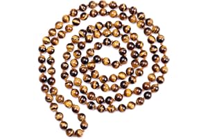PEARLADA Long Turquoise Tiger Eye Beads Endless Necklaces Handmade Jewelry for Women 47.5"