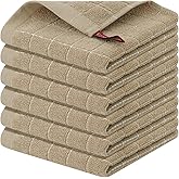 Homaxy 100% Cotton Terry Kitchen Dish Cloths, Ultra Soft and Absorbent Dish Towels for Kitchen, Perfect for Drying and Washing Dishes, 6 Pack, 12 x 12 Inches, Tan
