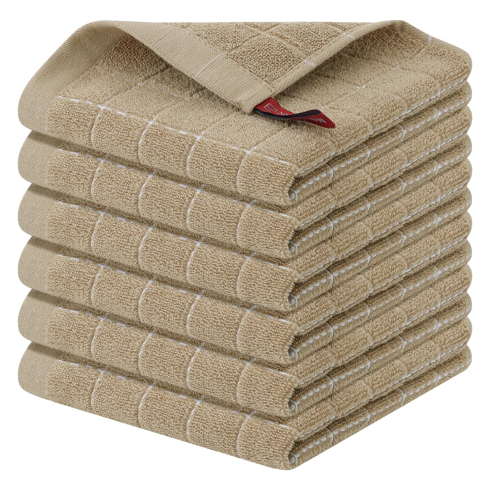 Photo 1 of ***ONLY 2*** Homaxy 100% Cotton Terry Kitchen Dish Cloths, Ultra Soft and Absorbent Dish Towels for Kitchen, Perfect for Drying and Washing Dishes, 6 Pack, 12 x 12 Inches, Tan