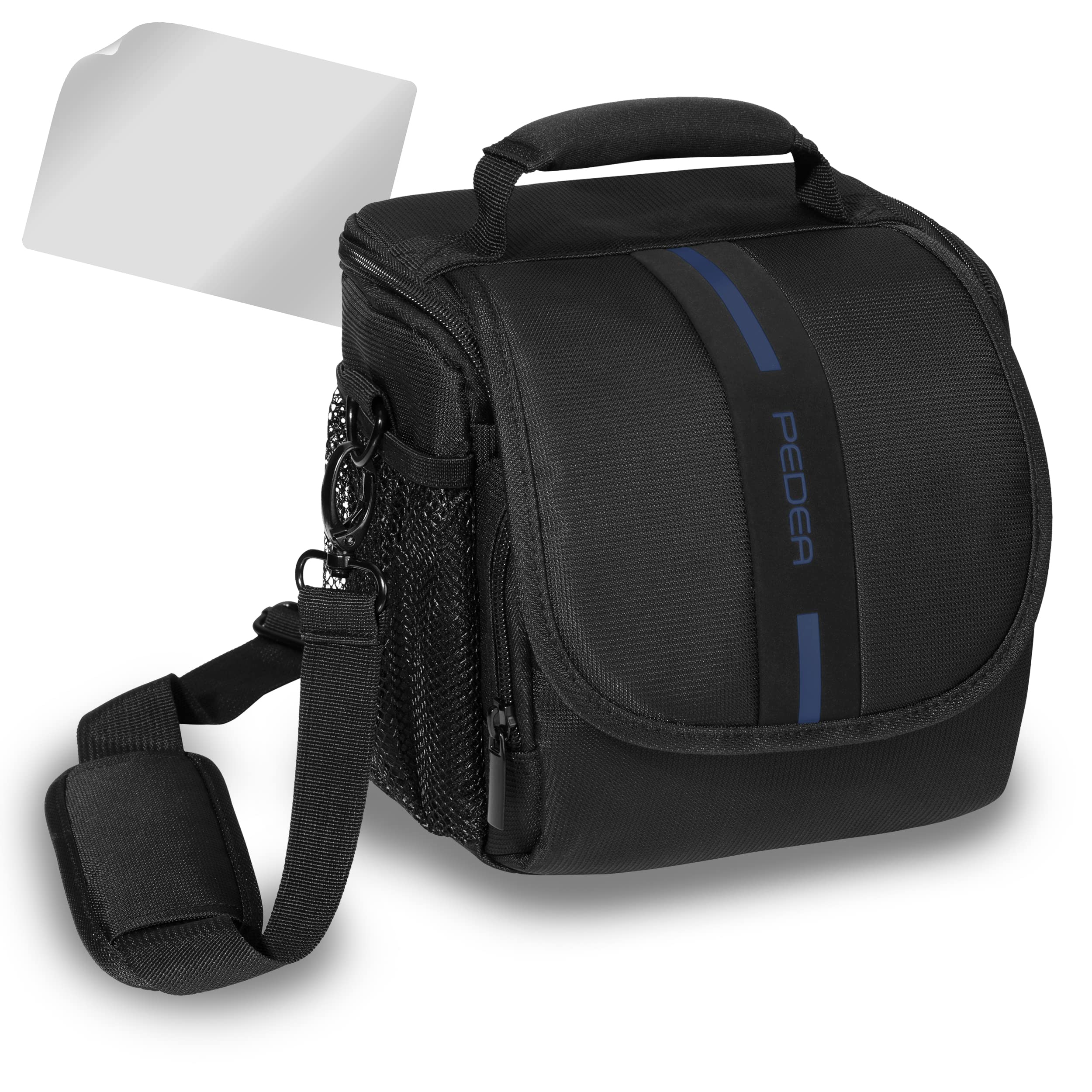 Essex Large SLR Case with Rain Cover and Screen Protector for Panasonic Lumix DMC G70/G81/GX80/GH4/GX8 /Sony Alpha 6500 /Nikon D5600 Camera - Blue