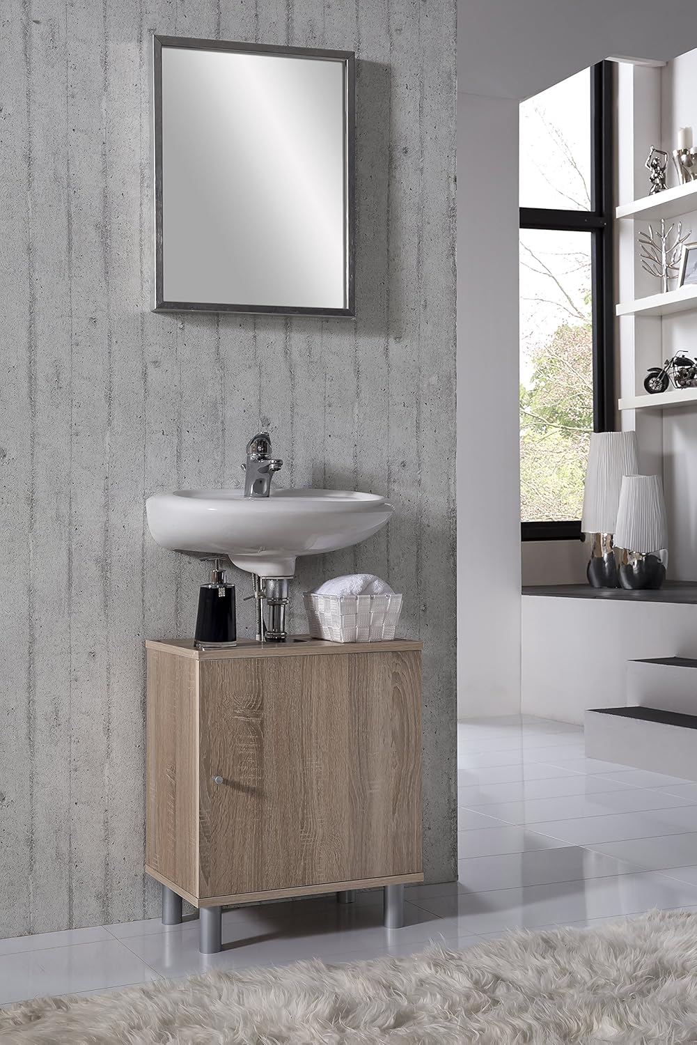 Amazon De Vcm Bad Unterschrank Waschtisch Waschbecken Badschrank Regal Wento 55x45x32 Badezimmer