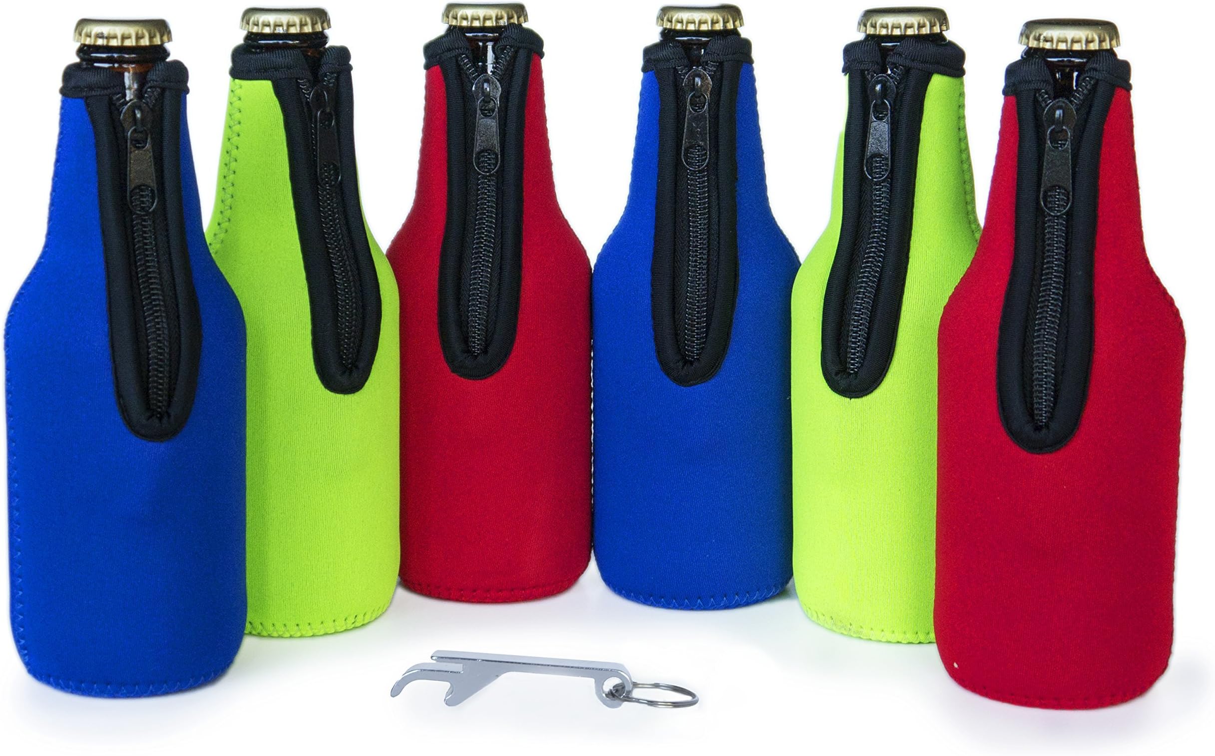 Beer Buddy - Premium Beer Chiller Beverage Sleeves - Can Keep Bottle Drinks Cooler (6 Pack with Bottle Opener)