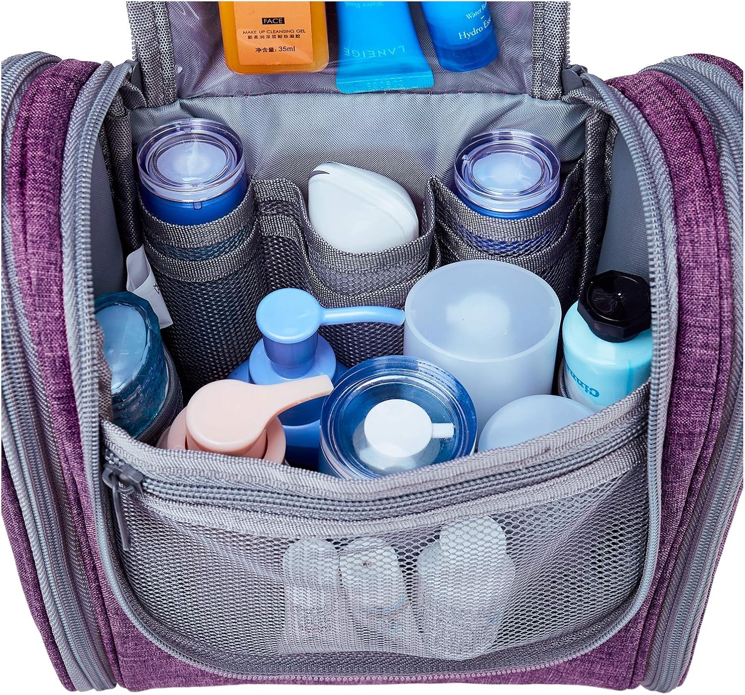 Hanging Travel Toiletry Bag Cosmetic Make up Organizer for Women and Men (Purple)