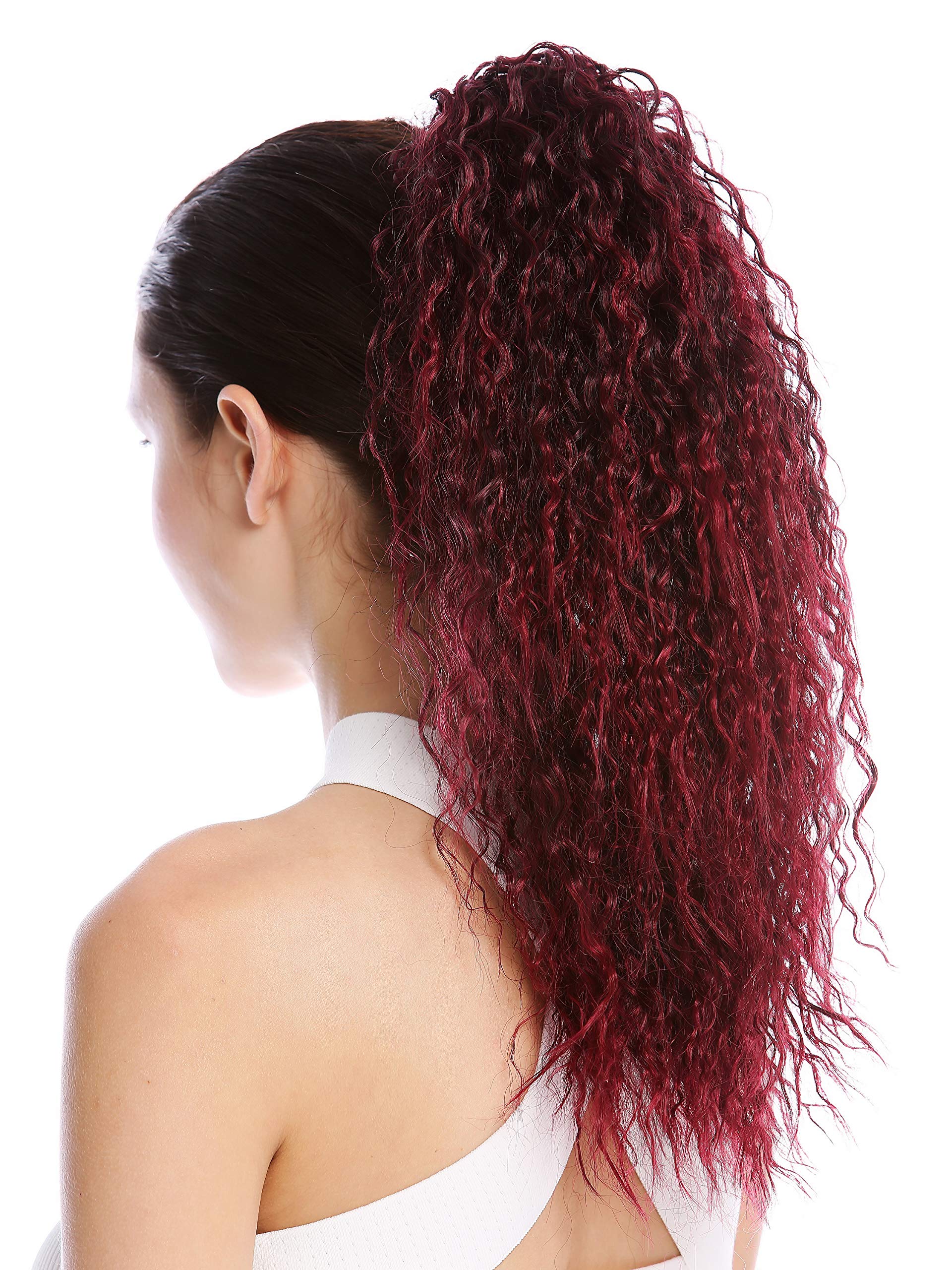 WIG ME UP - N609-V-1BT39 Ponytail Hairpiece Extensions optional Combs & Clamp long voluminous curled kinked kinks black red highlights 17inch