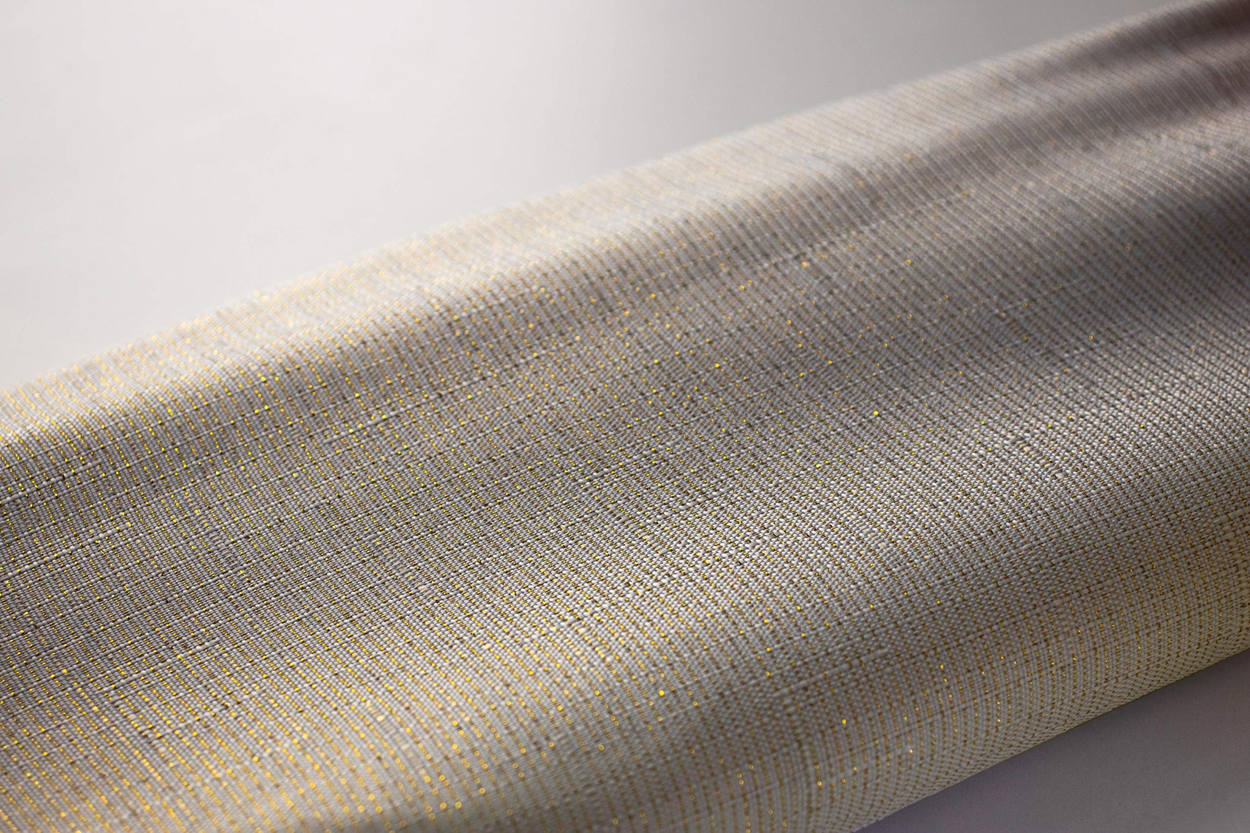 Euroshowers Luxury Gold Thread Fabric Shower Curtain with Weighted Hem