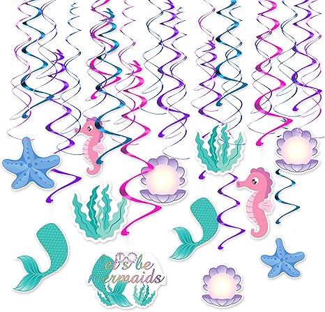 Amazon Com Mermaid Decorations 30 Ct Mermaid Hanging Swirl Party