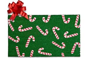 MAINEVENT Candy Cane Door Mat 30x17 Inch, Candy Cane Doormat for Covered Outdoor Area, Candy Cane Christmas Rug, Christmas Door Mat, Christmas Welcome Mat for Front Door