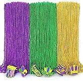 Mega-L 126Pcs Necklaces Accessories for Mardi Gras Beads Purple Green Gold 31.5" Holiday Carnival Beads Bulk for Mardi Gras Parade Throws Pirate Wedding Birthday Party Decor Supplies Favors