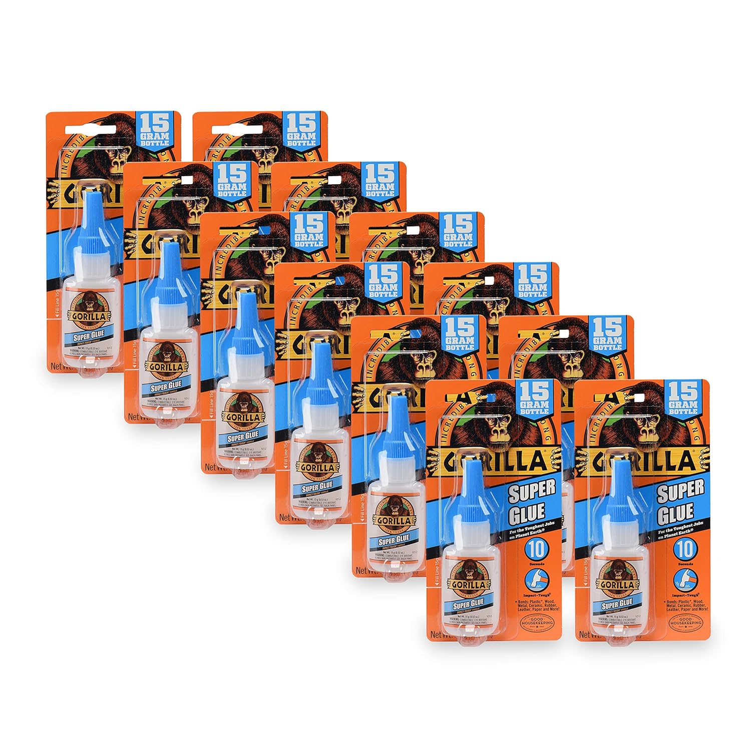 Gorilla Super Glue 15 Gram, Clear, (12 Pack)