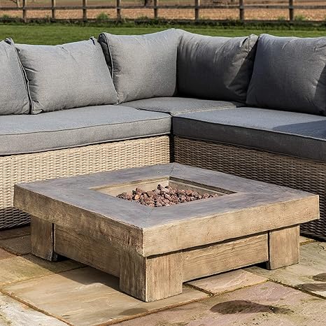 Peaktop Hf11501aa Eu Gas Fire Pit Light Wood 89x89x29 Amazon Co