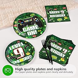 Grencian 96 Pcs 9th Birthday Video Game Party