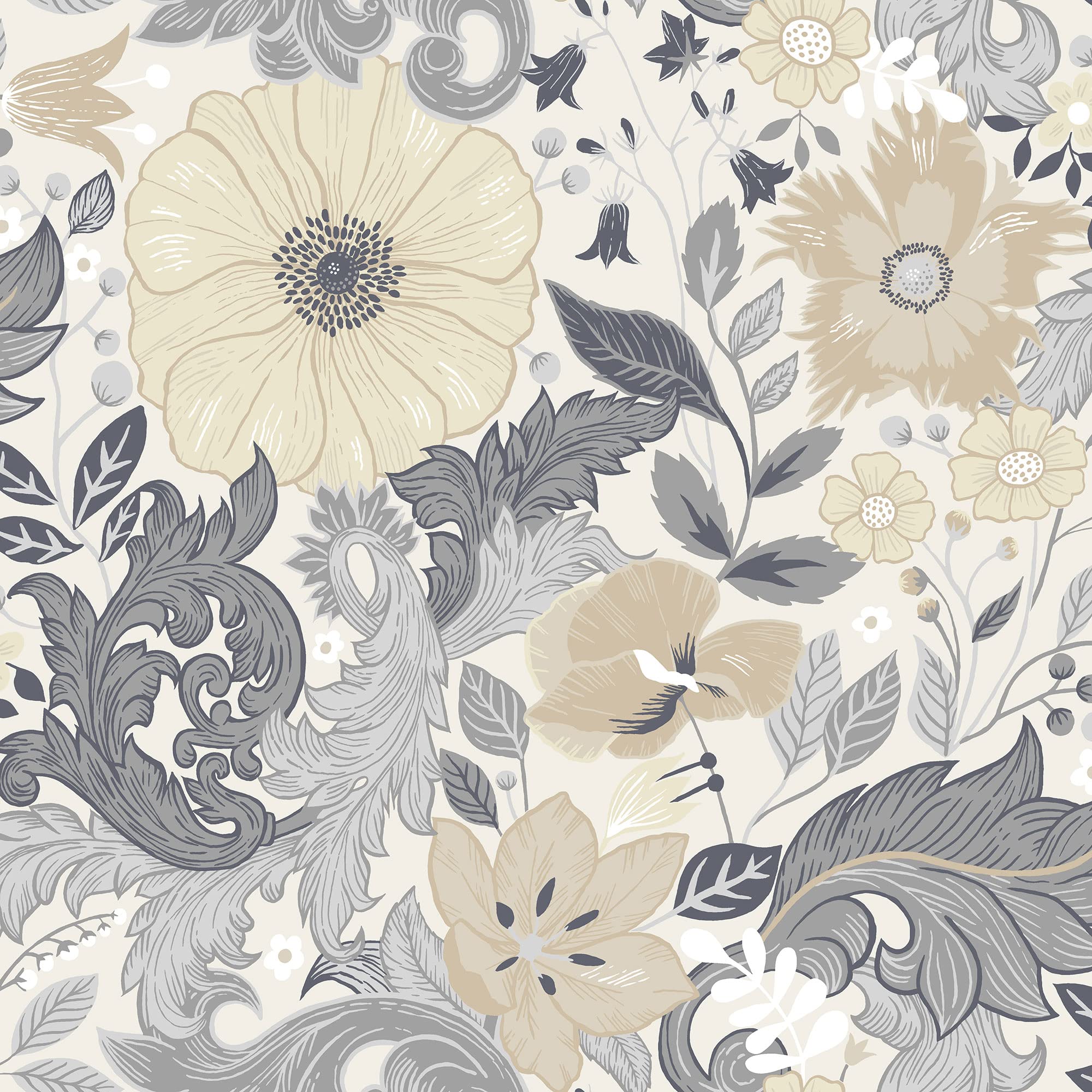 Galerie S13106 Sommarang Scandi Bloom Wallpaper, White, 10.05m x 53cm