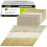 meite 30 Degree Framing Nails 3-1/2 Inch Galvanized Paper-collated 1,000PCS | Offset Round Head Smooth Shank Nails, for 30-34&deg; Pneumatic Cordless Framing Nailer, Wall Studs Decking Sheathing Subflooring