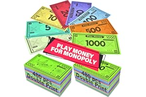 Queensell Play Money Suitable for Monopoly Board Game – 480 pcs of 60 Each Bill Denomination – Double Sides Printing Paper Money for Pretend Play Cashier, Monopoly Money Refill Packs - 480 pcs