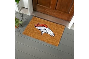 TEAM SPORTS AMERICA NFL Denver Broncos Natural Coir Doormat, Official Full Color Team Logo, 28 x 16 Inches, Non Slip Back, Front Door Welcome Floor Mats, Indoor Outdoor Entrance Home Décor