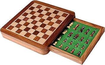 S & G 7 x 7 Wooden Drawer Chess Set With Magnetic Pieces