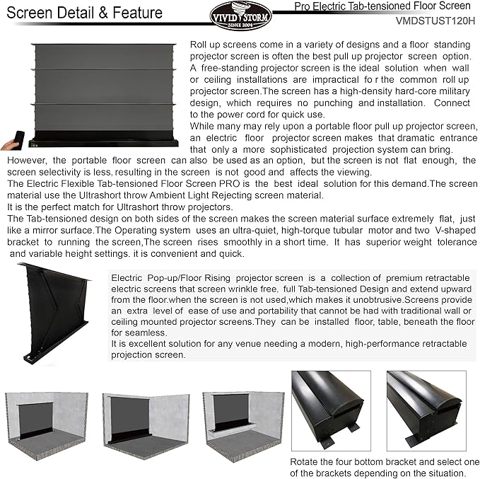 Amazon.com: VIVIDSTORM 4K/3D/UHD Tab-tensioned Projector ...