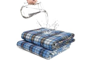 ABLEUPLIFT Bed Pads Washable Waterproof, Incontinence Bed Pads for Women and Men, Reusable Waterproof Mattress Protector, Non-Slip, 36" x 34", Blue Plaid, 2 Pack