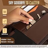 STYLIO Zipper Padfolio Walnut Faux Leather Binder Organizer view 5