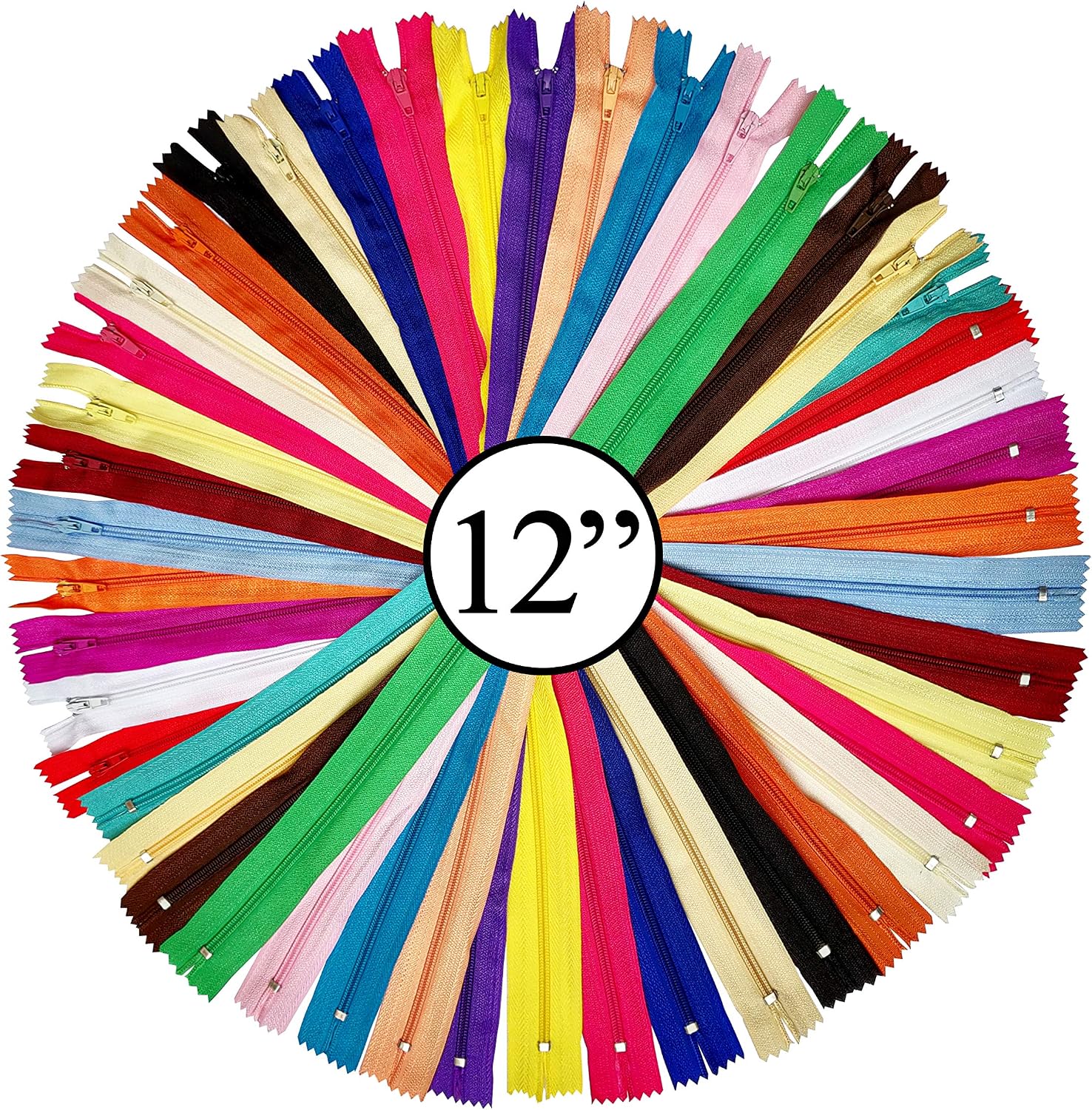 KGS Nylon Zipper for Sewing Crafts, 20 Colours (20 Pieces), 12 Inch / 30.5 cm