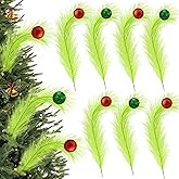 10 Pcs Christmas Tree Topper,17 Inch Green Christmas Picks and Sprays Stems with Red Ball,Artificial Tree Ornaments for Home Decor Wreath Craft Vase Fillers Supplies (redgreen)