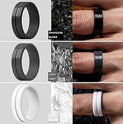 ThunderFit Silicone Wedding Rings For Men, Beveled