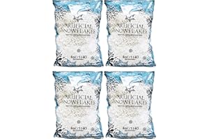 Black Duck Brand Set of 4 Snow Artificial Flakes 4 Oz Bags! Festive Fake Snow for Crafts, Christmas, and Decor!
