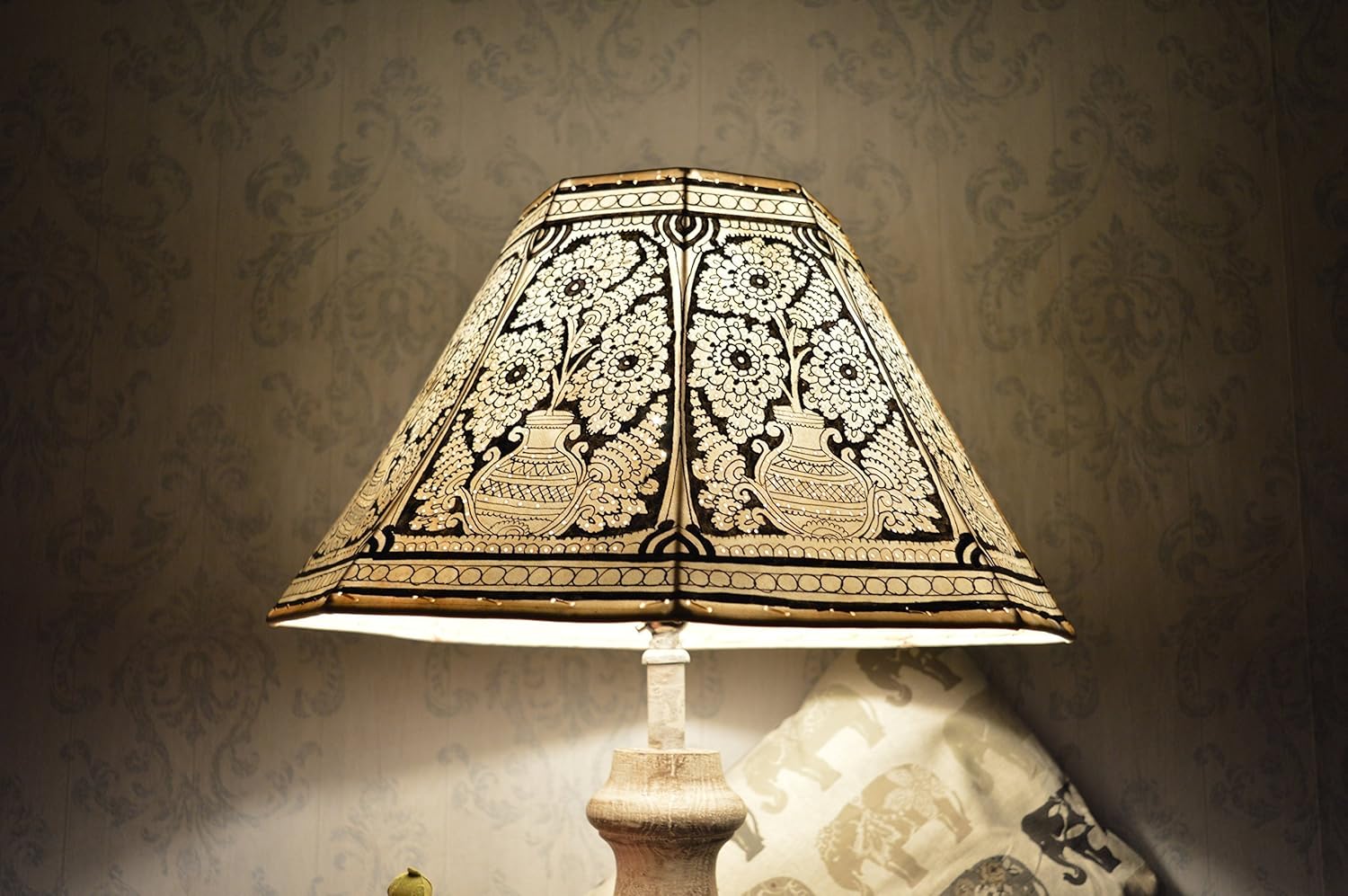 Mandala Large Floor Lamp Shade In Vintage Style Leather