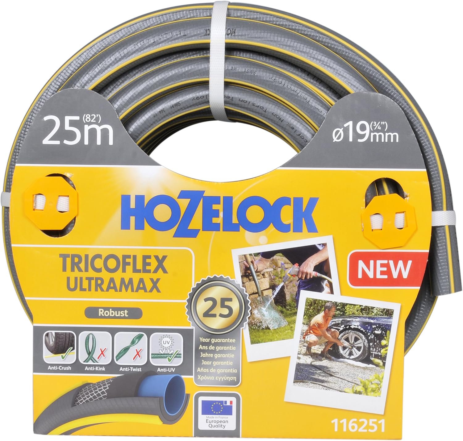 Hozelock Tricoflex Ultramax Hose, Grey, 19 mm x 25 m, 19 mm x 25000 mm