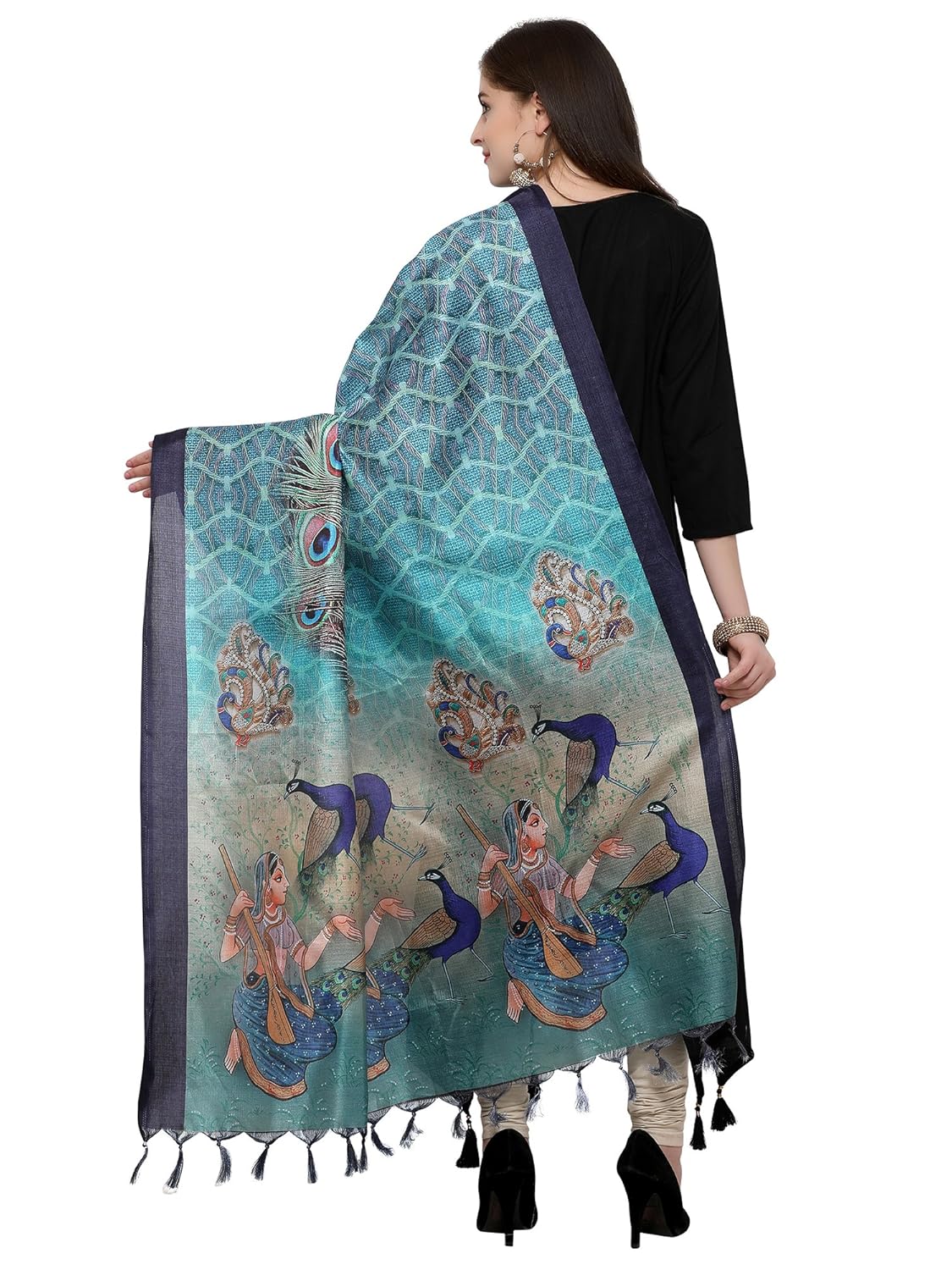 applecreation women's khadi silk dupatta (teal green, free size)