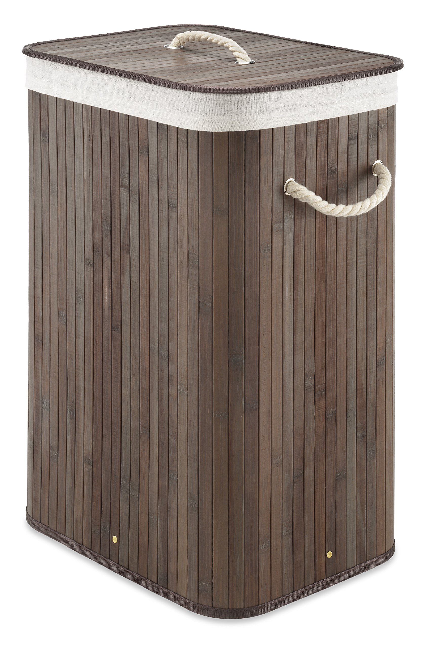 Photo 1 of Whitmor Laundry Hamper with Rope Handles Bamboo, 12.25x16.25x23.375, Dark Stain