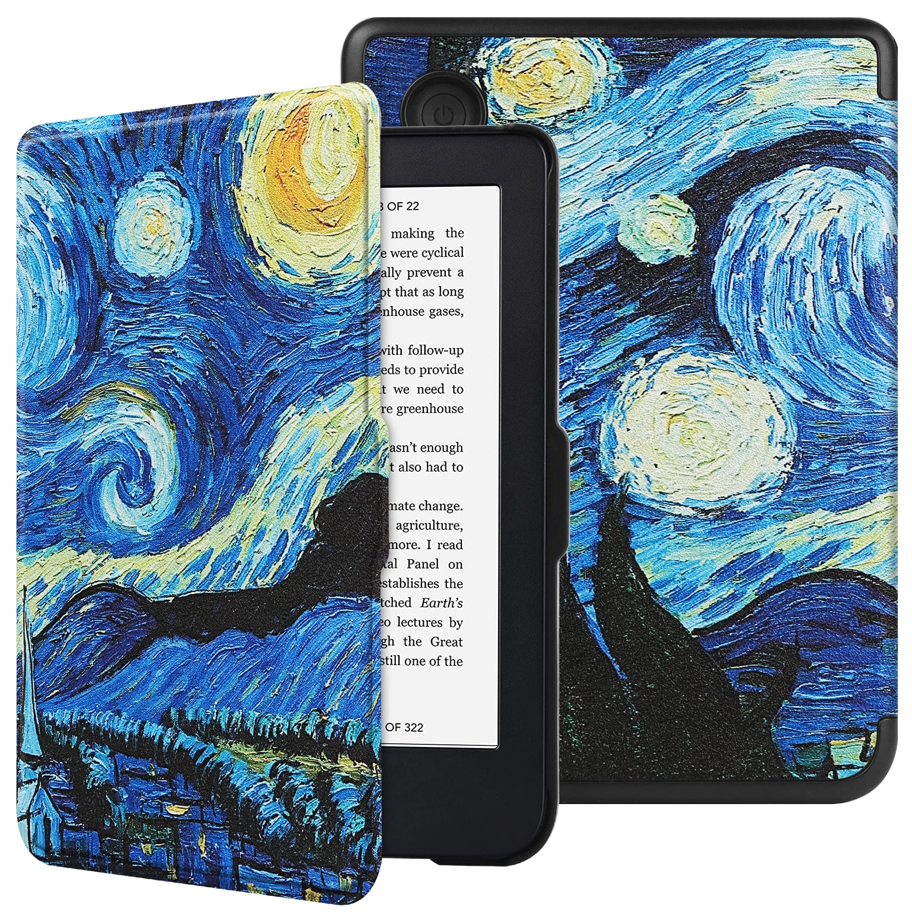 HGWALP Slimshell Case for 6" Kobo Clara Colour/Clara 2E(2022) eReaders, Premium Lightweight PU Leather Cover with Auto Sleep/Wake - Starry Sky