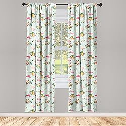 Lunarable Flamingo Curtains, Flamingo Bird Tropical