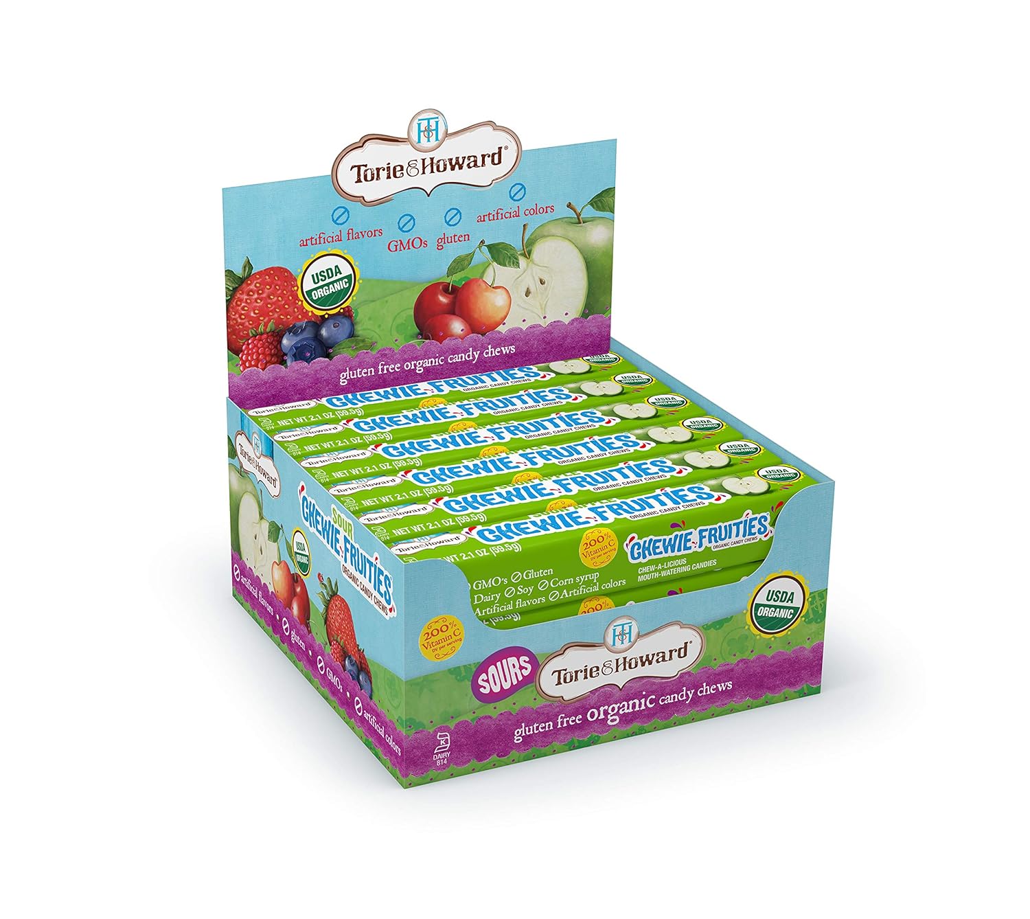 Torie and Howard Chewie Fruities Stick Pack, Sour Apple, 2.1 Ounce (Pack of 18)