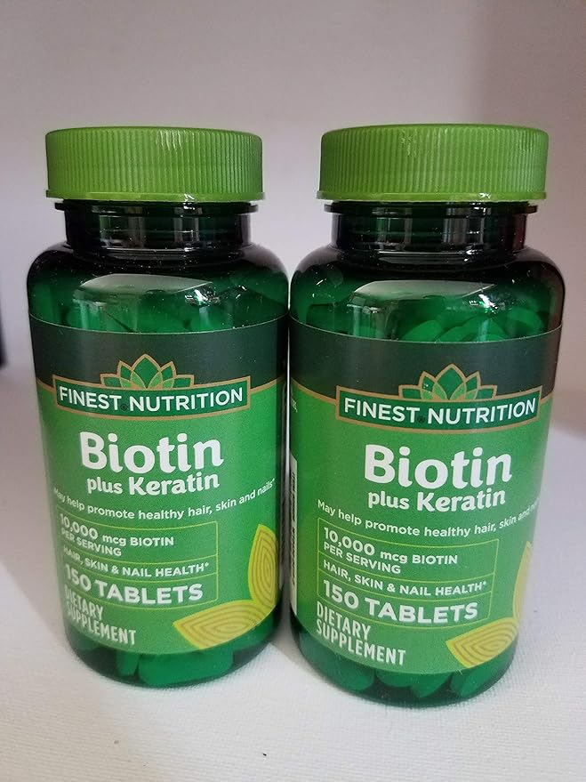 Finest Nutrition Biotin Plus Keratin 10,000 mcg 300 Count 2 Pack