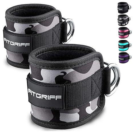 Fitgriff Fußschlaufen (gepolstert) (2Stück) - für Fitness Training am Kabelzug - Ankle Straps für Frauen und Männer - 2 Jahre