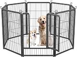 HOMIDEC Dog Pen 8 Panels 80cm High Indoor Outdoor Playpen with Door Silvery