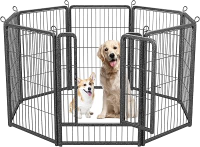 HOMIDEC Dog Pen 8 Panels 80cm High Indoor Outdoor Playpen with Door Silvery