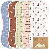 5-Pack Muslin Burp Cloths Baby Boy, Girl - Very Absorbent Baby Burp Cloth Rags, 8-Layers Viscose Derived from Bamboo Cotton Muslin Towel, Super Soft Spit Up Rags, No Shrink Washcloths (Toy Land)