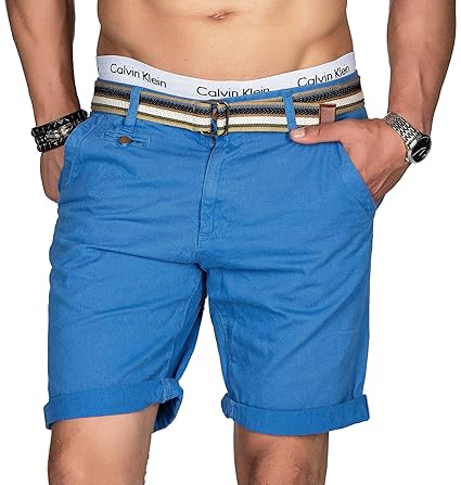Indicode Herren Sommer Bermuda Chino Shorts Kurze Hose Sommerhose Short mit Gürtel B499