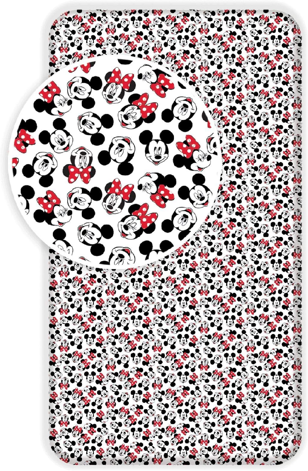 Minnie and Mickey Mouse Smiles Single Fitted Sheet 100% Cotton