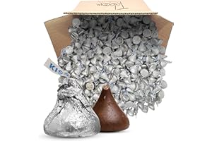TABOOM HERSHEY'SKISSES Silver Foils Milk Chocolate Candy, KissesChocolate Bulk - 2 Pound bag, Ideal For Christmas, Valentines Day, And Every Day.